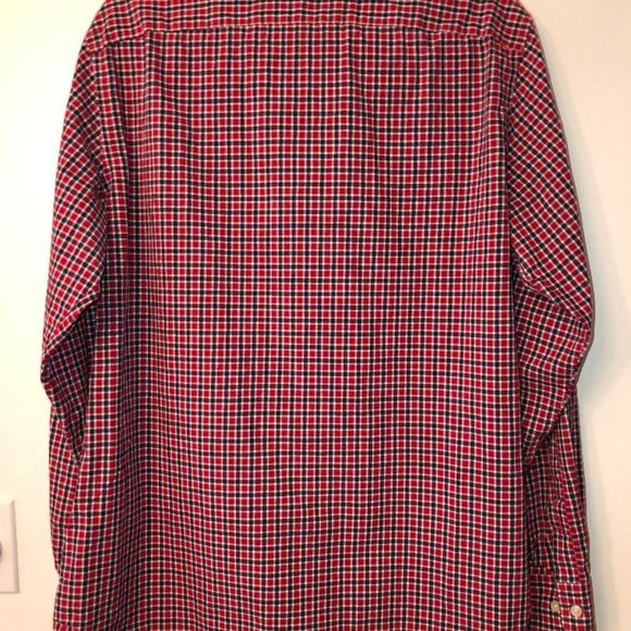 Banana Republic Mens Red Blue White Plaid LS Shirt - Picture 3 of 3